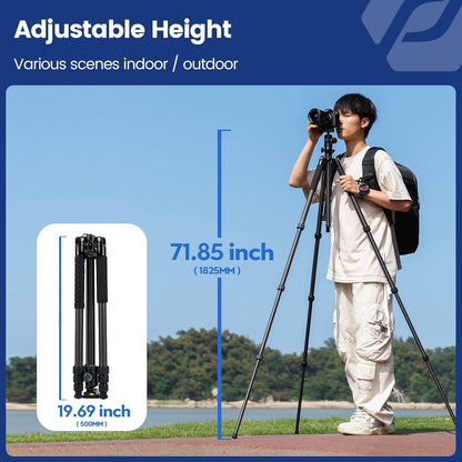 Fotopro Horizontale Camera Statief 75 Inch Koolstofvezel 360 Graden Kogelkop Quick Release Plaat DSLR Statief voor Reizen Camera Video Camcorder