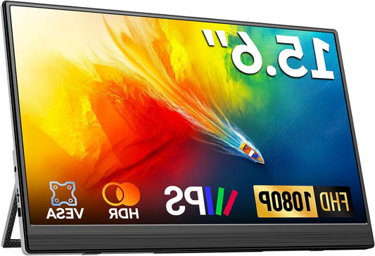Portable Monitor – Draagbaar Scherm – Extra Display – Tweede Monitor – Full HD Monitor – 15,6 Inch IPS Scherm – Ultradun & Lichtgewicht – Ingebouwde Speakers & VESA Montage
