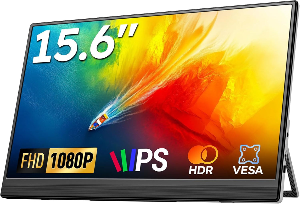 Draagbare Monitor 15,6 Inch – Portable Monitor – Tweede Scherm – Extra Scherm – Extern Beeldscherm – 15,6 Inch FHD 1080P IPS – USB-C/HDMI Aansluiting – Ingebouwde Luidsprekers