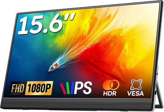 Draagbare Monitor 15,6 Inch – Portable Monitor – Tweede Scherm – Extra Scherm – Extern Beeldscherm – 15,6 Inch FHD 1080P IPS – USB-C/HDMI Aansluiting – Ingebouwde Luidsprekers