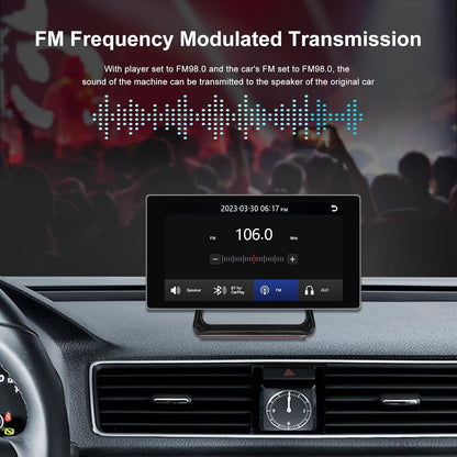 Apple CarPlay & Android Auto draagbare autoradio draadloze digitale media-ontvanger, navigatieapparaat voor auto met 4K Bluetooth-frontcamera/FM-zender/spraakbesturing/Google/GPS/AUX