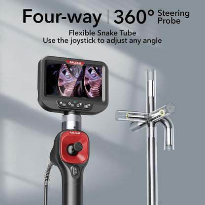 Ralcam Endoscoopcamera, 6,2 mm, endoscoopcamera, 360° draaibaar, 4,3 inch HD 720P, inspectiecamera met licht, buiscamera, camera's met 6 leds, IP67 waterdicht, 1 m kanaalcamera, stuurendoscoop