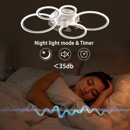 95 Cm Ventilatorlicht Dimbaar, Omkeerbaar Ventilatorlicht APP Met Afstandsbediening, Modern Ventilatorlicht 72 W Woonkamer Stille Timer 6 Snelheden Geschikt Voor Slaapkamer En Woonkamer-White