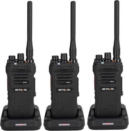 Retevis NR630 Walkie Talkie voor Volwassenen, Lange Afstand, IP67 Waterdichte 2-Weg Radio, Ruisonderdrukking, Groepsoproep, 2800mAh Oplaadbare Walkietalkie voor Bouwplaats, Aannemer (Zwart, 3 Stuks)