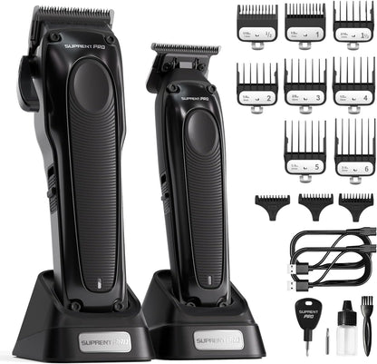 SUPRENT PRO Professionele Tondeuse voor Mannen - DLC Gecoat Mes Met Power Compensator Motor - Premium Set voor Kappers Met Oplaadbasis
