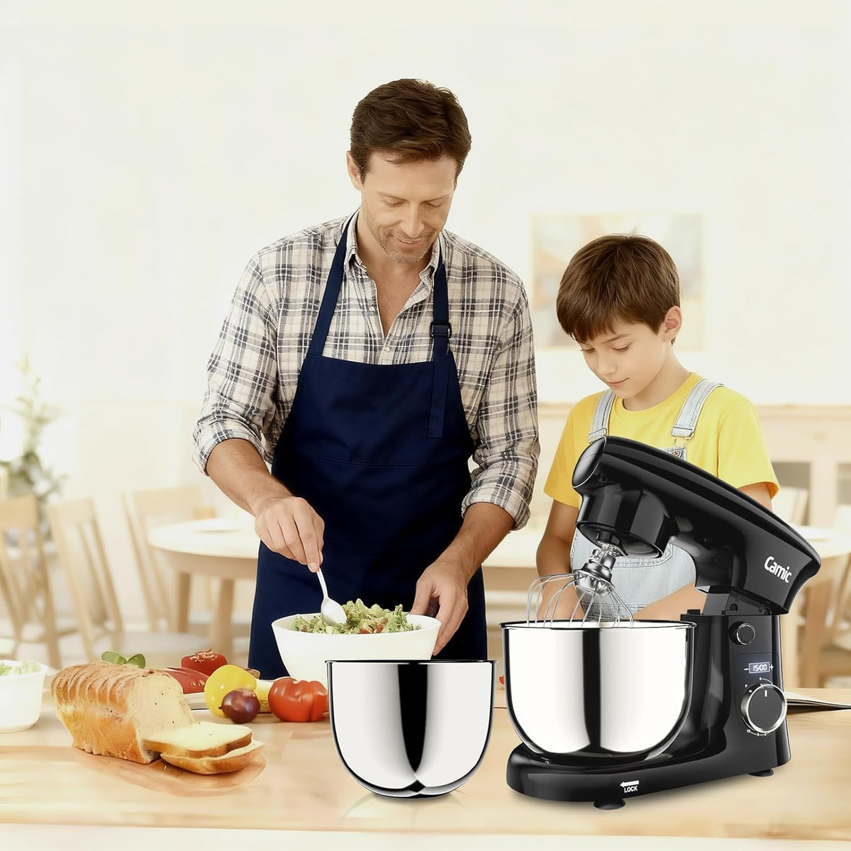 Staande mixer – Keukenmixer – Standmixer – Mixer – Keukenrobot – Zwart – 300 W – 10 Snelheden + Pulsefunctie