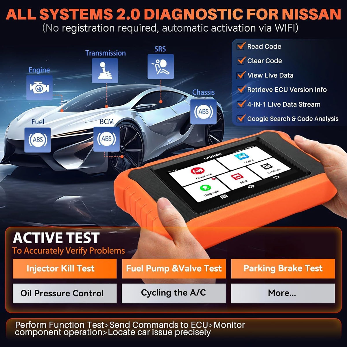 obd2 uitleesapparaat – diagnoseapparaat – codelezer – autobox – foutcode scanner – 50+ Resetfuncties – Bidirectionele Actieve Test