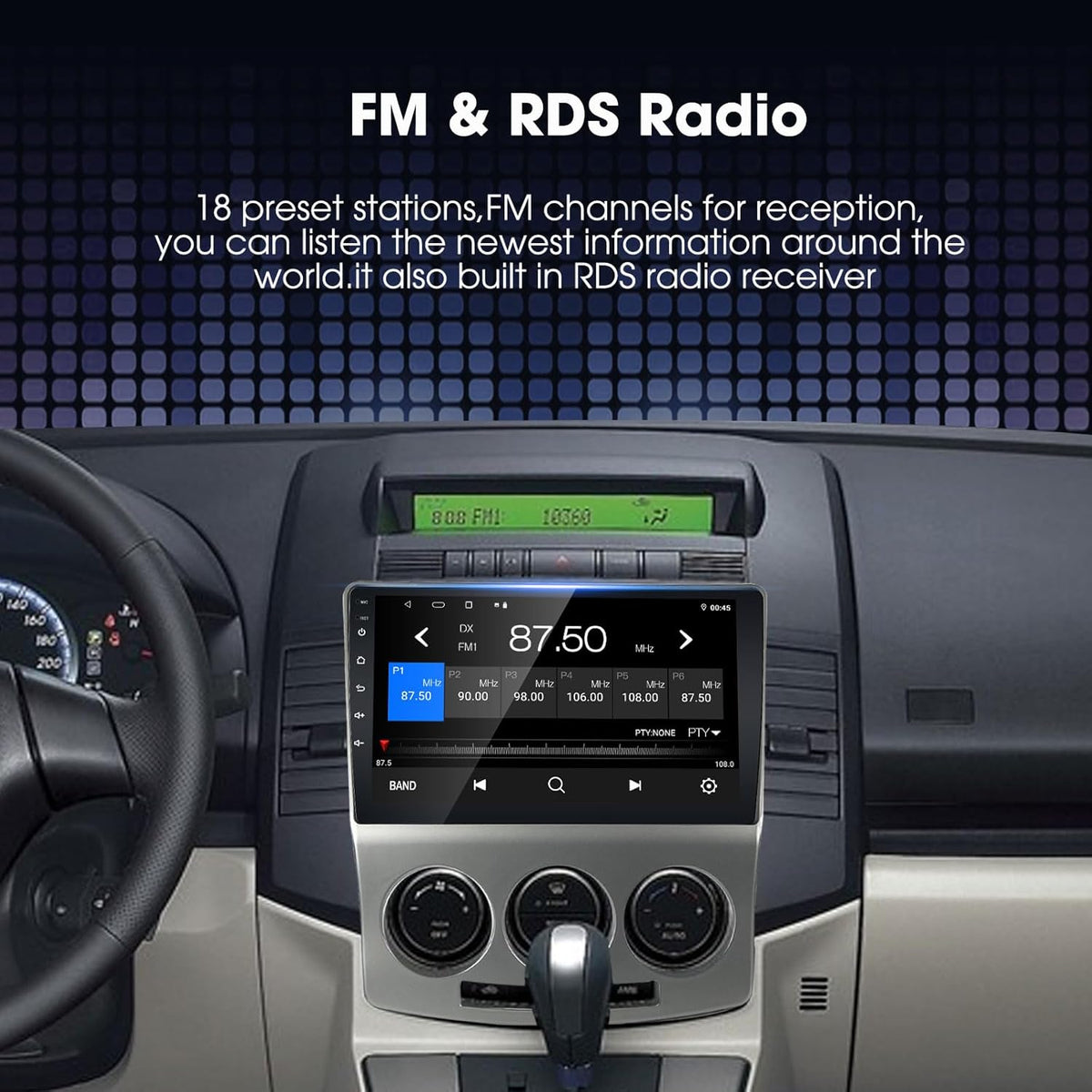 EZoneTronics Carplay Android Auto Radio Stereo voor Mazda 5 2005-2010 met 9 inch Touchscreen High Definition GPS Navigatie Bluetooth USB Wifi Spiegel Link SWC speler 32G ROM