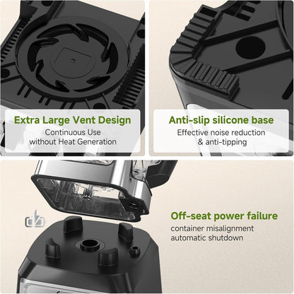 AMZCHEF Blender, 2000 watt, 2 liter, krachtige blender, blender met 8 instelbare snelheden en 4 voorprogramma's voor crushed ijs, smoothiemaker, grind mixer, BPA-vrij