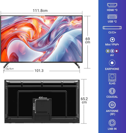 Antteq Koalas Series Q50 Smart TV 4K HDR QLED Android TV 127 cm (50 inch) met App Store (10.000+ apps), Bluetooth 5.0, spraakassistent, WLAN 2,4 GHz/5 GHz