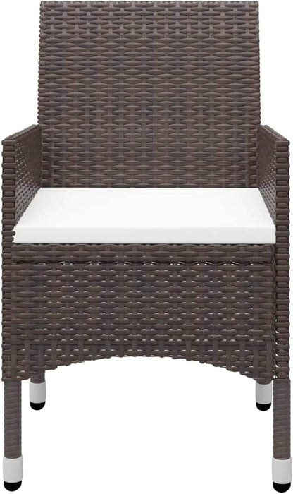 Gecheer 3-Piece Poly Rattan and Glass Bistro Set, Rattan Garden Table and Chairs, Dining Room Chairs, Square Glass, 80 cm and 2 Outdoor Rattan Chairs - QUORE