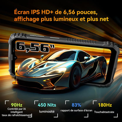 OSCAL Marine 1 mobiele telefoon, onbreekbaar, Android, 15,12 GB + 128 GB/2 TB, onbreekbare telefoon, smartphone 6,56 inch HD+ 90 Hz, 16 MP, IP69K/Dual SIM/NFC/GPS/2 jaar garantie