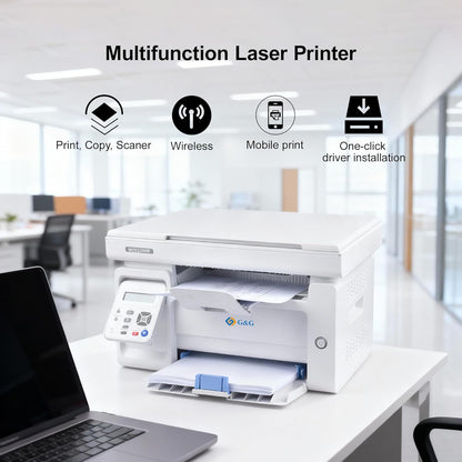 G&G M2022NW Laser Printer, Multifunction Device with Printer, Scanner and Copier, Black and White, Wi-Fi (22-23 pm)