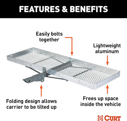 Curt 18100 Aluminium Cargo Carrier met Opvouwbare Schacht - 2 Stuk