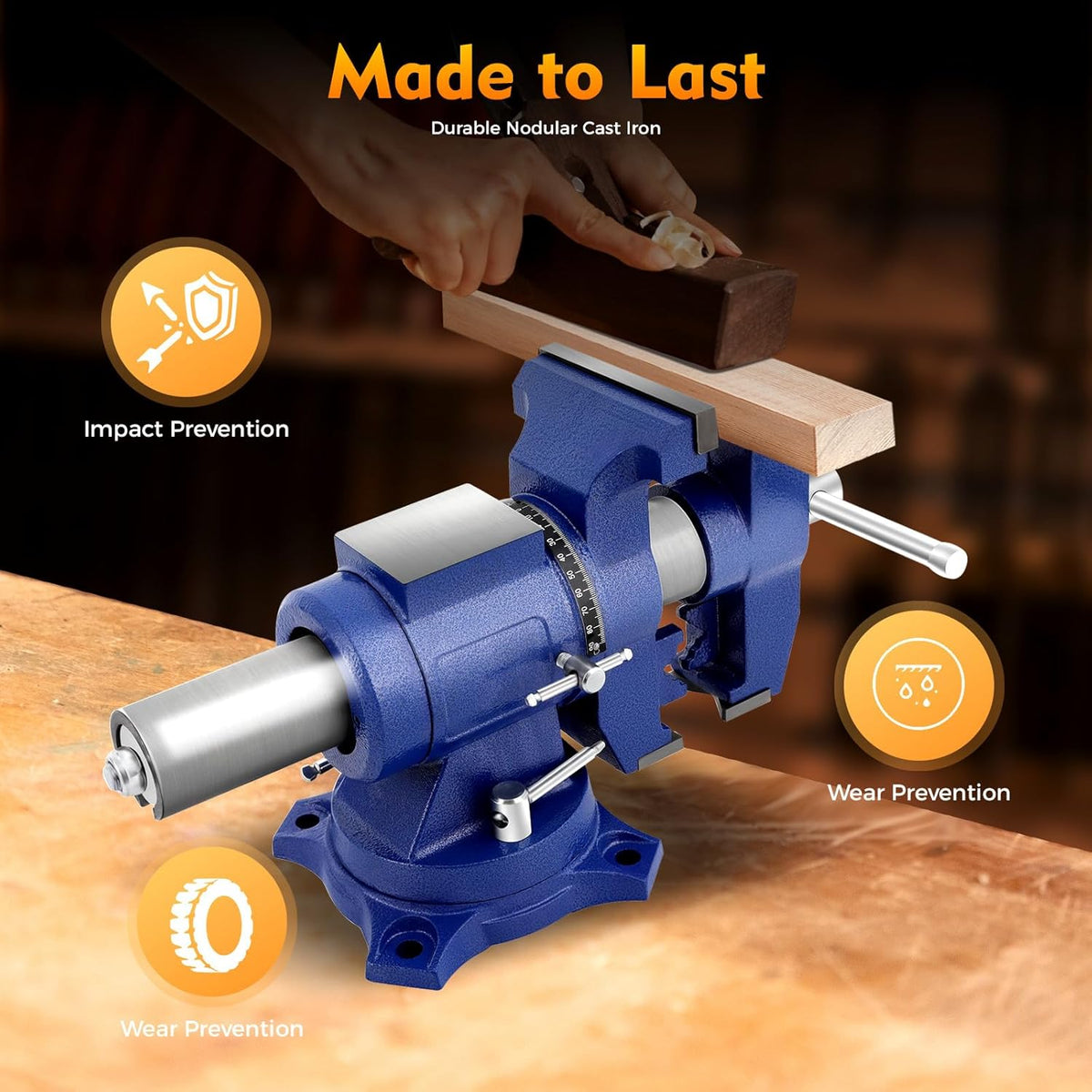 Screw Stick 12 cm Professional Vice 360 Degree Rotating Large Multifunctional Bench Vice for Orbital Sanders Milling Machines - QUORE