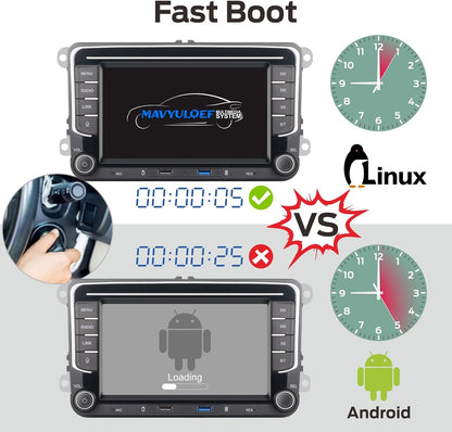 Autoradio – Auto Radio – Car Audio – 1-DIN Radio – Bluetooth – Snelle Linux Boot – Draadloze CarPlay & Android Auto