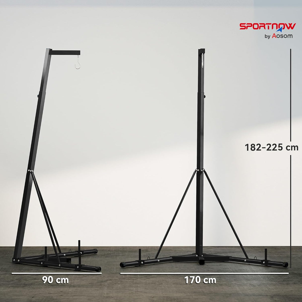Vrijstaande Bokszakstandaard – Bokszakhouder – Bokszakstandaard – Punchingbag Standaard – Speedbag Stand – Verstelbare Hoogte 162-205 cm – Draagvermogen Tot 60 kg - QUORE