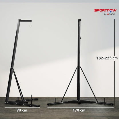 Vrijstaande Bokszakstandaard – Bokszakhouder – Bokszakstandaard – Punchingbag Standaard – Speedbag Stand – Verstelbare Hoogte 162-205 cm – Draagvermogen Tot 60 kg - QUORE