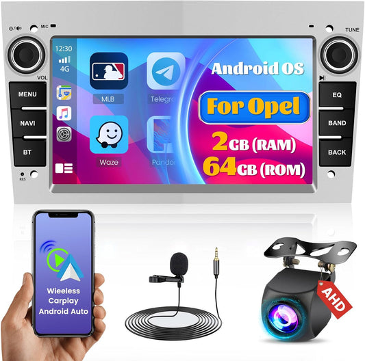 Android autoradio – Carplay radio – Bluetooth stereo – Navigatiesysteem – Touchscreen multimedia – 7 inch scherm – Draadloze CarPlay & Android Auto – Inclusief AHD achteruitrijcamera - QUORE