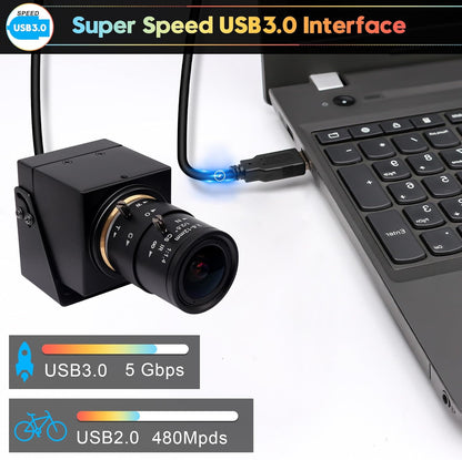 Svpro HDMI USB Zoom Camera 4K 60fps USB 3.0 handmatige focus webcam met 2,8-12 mm optische zoomlens, HD industriële camera 8MP H.264 60fps voor computer, monitor, tv, projector
