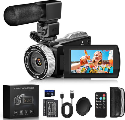 Camcorder 4K – Videocamera – Vlogcamera – Video Camera – Digitale Camera – 48 MP – Infrarood Nachtzicht