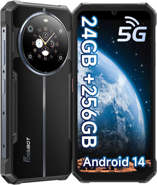FOSSiBOT F109 5G Rugged Smartphone, 10600 mAh (18 W), onverwoestbare telefoon, Android 14, 50 MP + 16 MP, 6,745 inch FHD+ dubbel scherm, 24(8+16)GB RAM + 256 GB ROM/2 TB, IP68/69K/Dual SIM/NFC/OTG/GPS