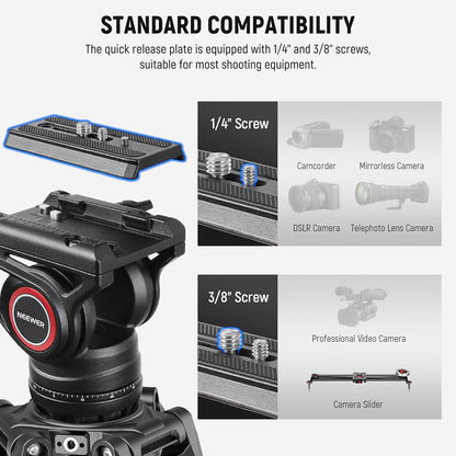 Videostatief – Camerastatief – Fotostatief – Filmstatief – Statief – Verstelbaar Van 89,4 Tot 192 Cm – Vloeistofkop Met 360° Pan En Kantel – Stevige Aluminium Constructie Tot 8 Kg