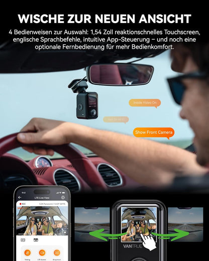 Dashcam – Autocamera – Auto Camera – Rijcamera – Rijregistratie Camera – 3-Kanaals 5.2K Panorama + 1944P – Dubbel STARVIS 2 HDR Nachtzicht
