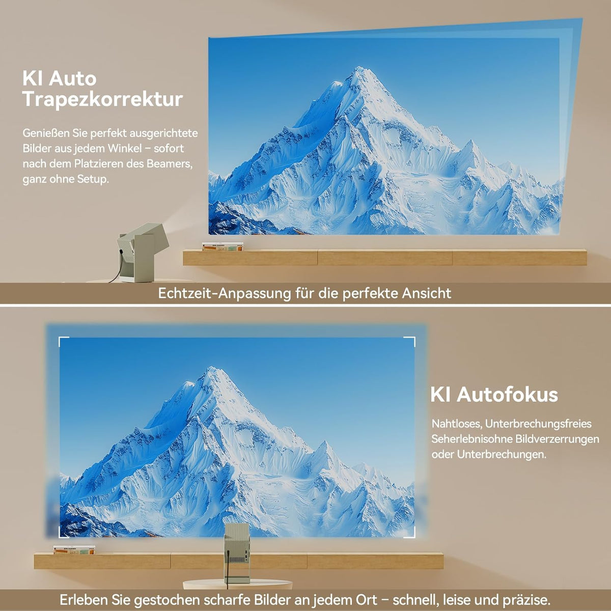 WANBO Cube 2 Pro Smart Beamer Android TV/Netflix, 500ANSI, Live TV, Len Protection, 230° Rotable, ToF Autofocus Keystone, CEC, Bluetooth WiFi, Native 1080P Draagbare Mini Projector, Matcha