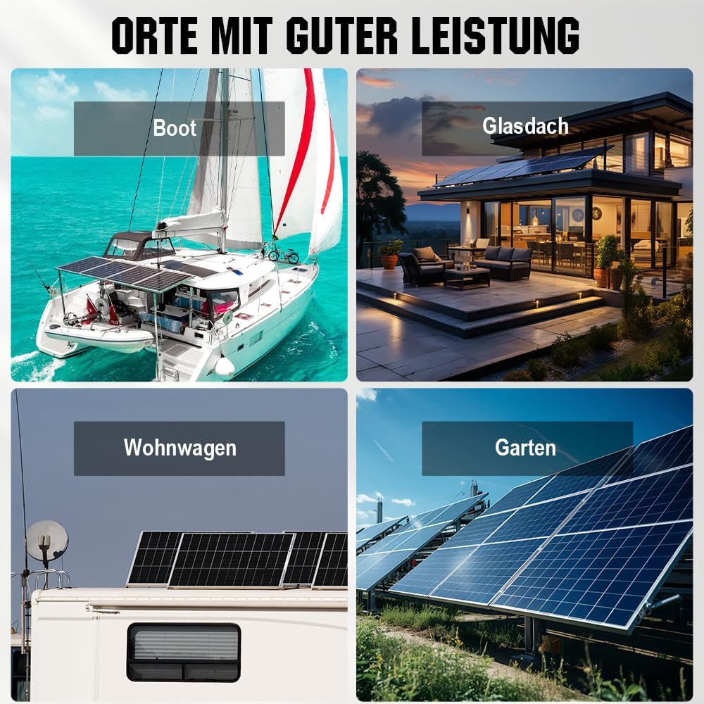 Bifaciale Zonnepanelen – Mono Zonnepaneel – Zonnepaneel Set – Zonnepaneel 12V – Zonnepaneel Caravan – 480 W Totaal – 22% Hoog Rendement