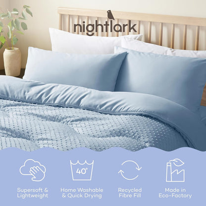 Night Lark - Coverless Dekbedovertrek - 10,5 TOG - Tweepersoons - Tufted Dot Collection - Luxe beddengoed - Hypoallergeen - Machine Wasbaar - Dusk Blue