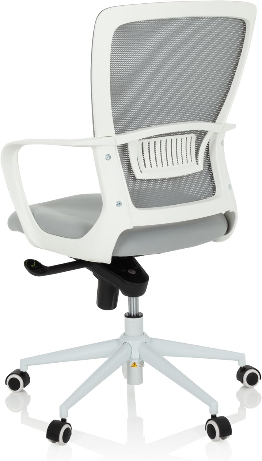 hjh OFFICE 760016 bureaustoel ESTRIA stof lichtgrijs/wit bureaustoel met netrug, in hoogte verstelbaar, 107 x 56,5 x 58 cm