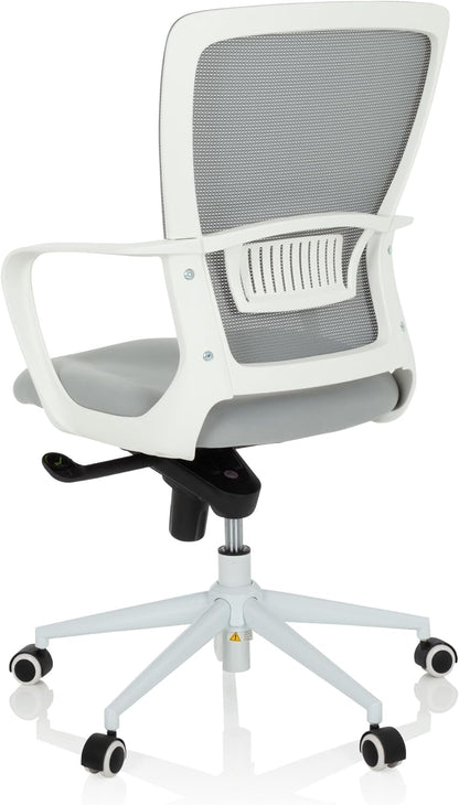 hjh OFFICE 760016 bureaustoel ESTRIA stof lichtgrijs/wit bureaustoel met netrug, in hoogte verstelbaar, 107 x 56,5 x 58 cm