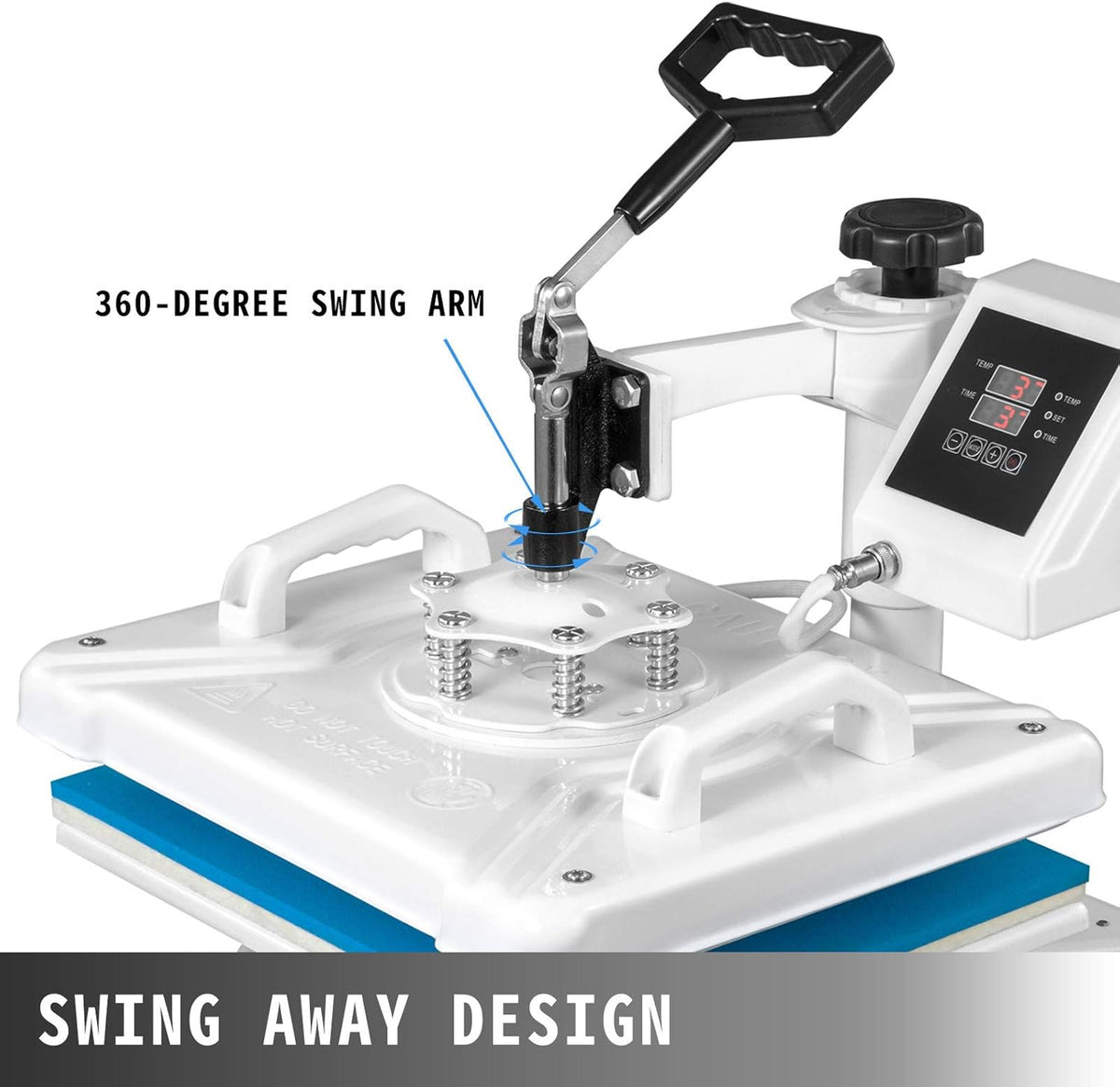VEVOR Transferpers, 29 x 38 cm, hittepers, 5-in-1, hittepers met nauwkeurige digitale timer en temperatuurregeling, 360 graden, witte hittepersmachine voor schoenen, T-shirts, bekers