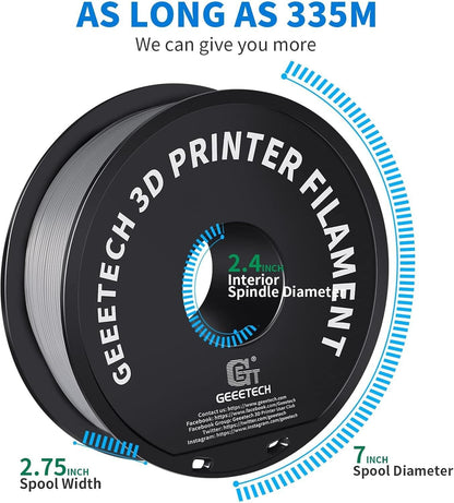 PLA Filament Grijs – 3D Printer Filament – 3D Printdraad – PLA Draad – 3D Printer Materiaal – 10 x 1 kg Spoelen – Hoge Nauwkeurigheid +/- 0,03 mm – Vacuümverpakt Met Droogmiddel
