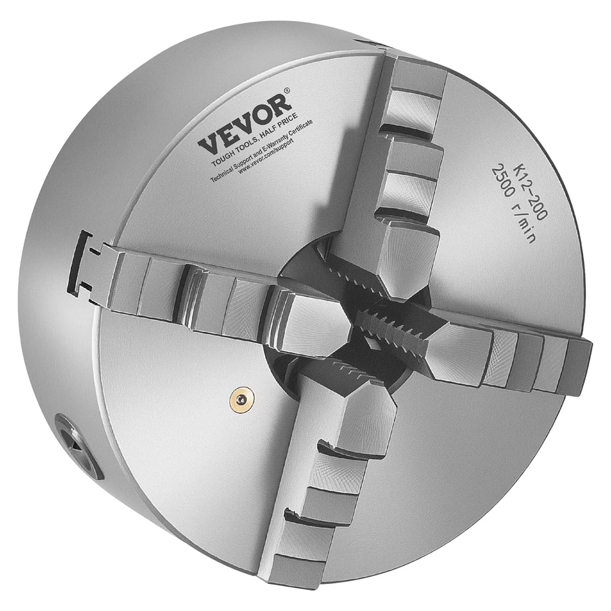VEVOR Draaibankhouder met 4 kaken, 200 mm, zelfcentrerende boorkop met 1 1/2"-8 schroefdraadsteunplaat, 4-200 mm klembereik met T-moersleutelschroeven, HT300-materiaal, voor hout-metaaldraaibank