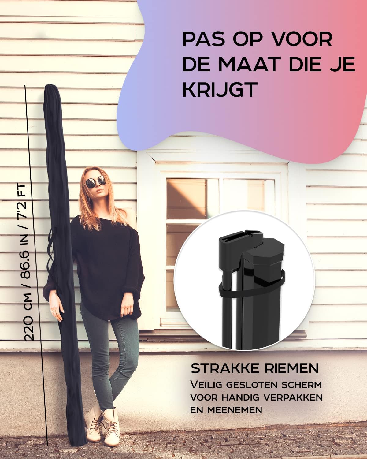 PropVue Projectiescherm met standaard, 100 inch (ca. 254 cm) projectiescherm voor binnen en buiten, voor film- of kantoorpresentatie, instelbaar van 16:9 tot 4:3, HD-premium kreukvrij statiefscherm voor projector