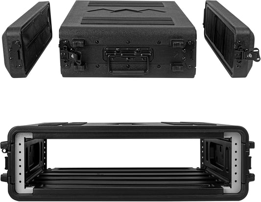 Rack Case, 19" 2U Rack Case Ondiepe Flight Cases Duurzaam HDPE Waterdichte Stofdichte 390-2U Shock Mount Rekken met Microfoon Compartimenten 19" Rackmount Flight Cases