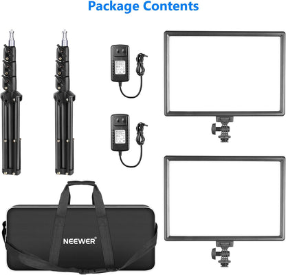 13 Inch Led-Videolichtpaneelset Set Van 2 Met Statief – Videolamp – Studiolamp – Continu Licht – Livestream Licht – Dimbaar 3200K-5600K – CRI 97+