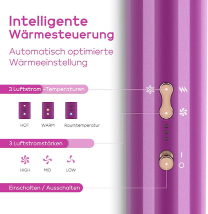 6-in-1 airstyler met airstyler en auto-wrap-krulopzetstukken, PARWIN PRO BEAUTY ionen-haardroger, warmluchtborstelset, 110.000 tpm hoge toerige motor, voor drogen, gladmaken, volume en krullen, rood
