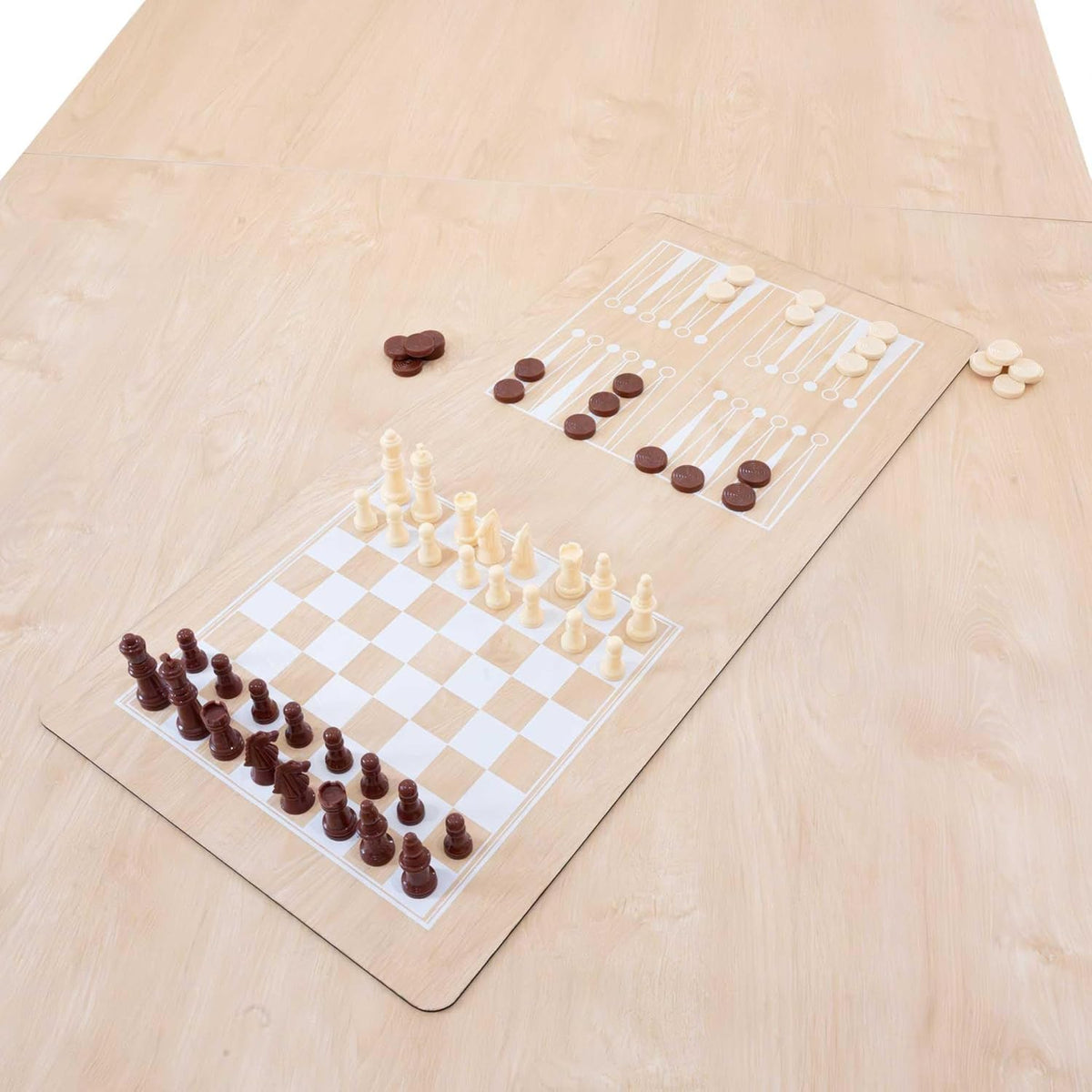 7-in-1 Multigame Table Wood Finish Billiard Table Tennis Air Hockey Chess Backgammon Shuffleboard Multisport Game Set Indoor Party Entertainment Home Office Adults Children Accessories - QUORE