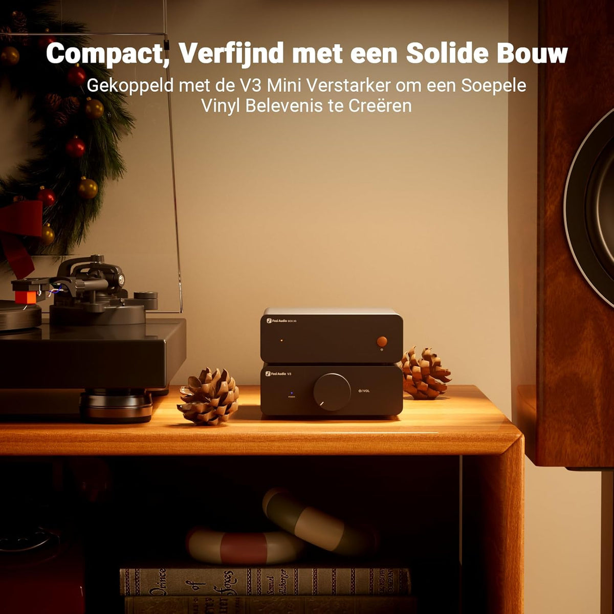 Fosi Audio BOX X5 Phono Voorversterker voor Draaitafel, voor MM & MC Cartridge Draaitafel/Phonograaf Platenspeler/Actieve Luidsprekers, 4-Level Instelbare Versterking 38/48/56/66 dB met RCA Uitgang