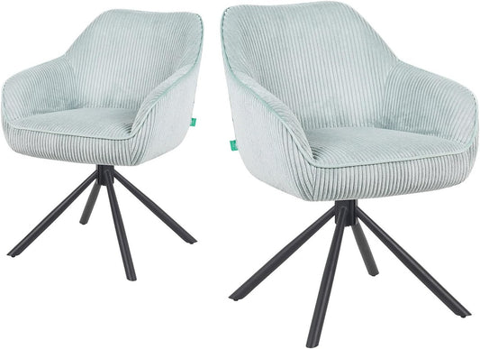 DUBI Möbel Dining chair Mika-Maya, light blue, frame 360° rotatable metal powder-coated matt black - QUORE