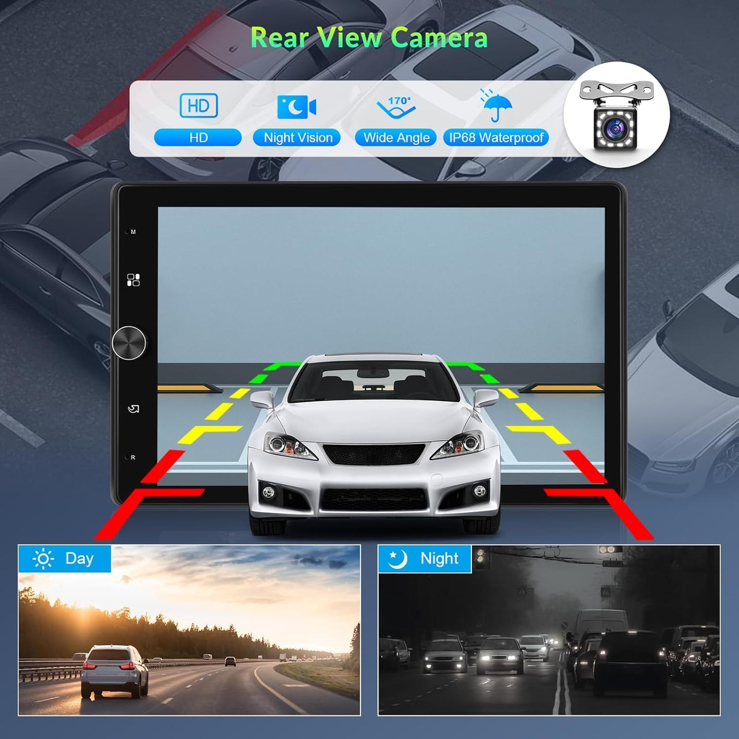 Autoradio 1 DIN met Carplay Android Auto bekabeld, 10,4 inch handmatig draaibaar touchscreen autoradio Bluetooth FM-radio, spiegel link, 2 USB, achteruitrijcamera