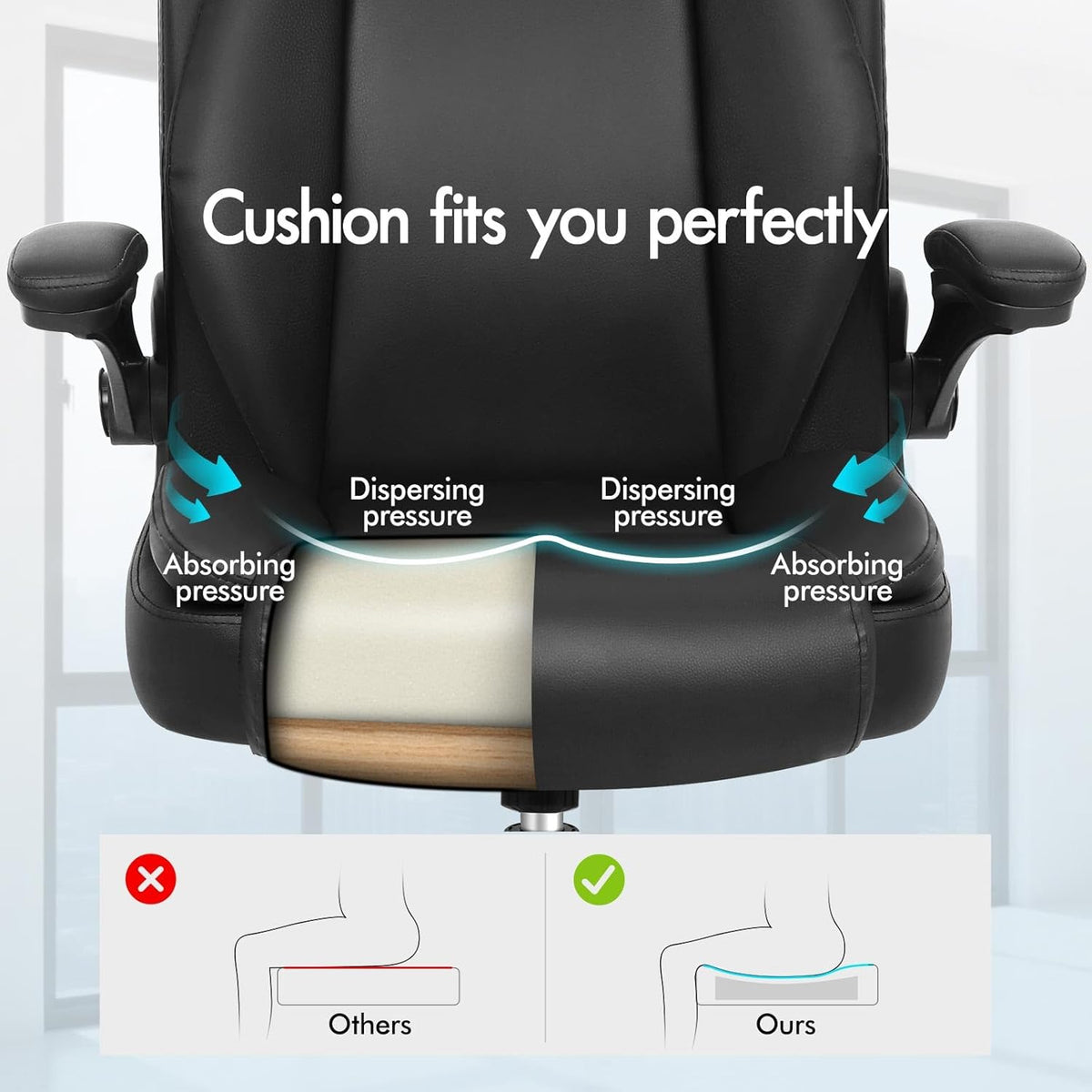 ALFORDSON Massage Bureaustoel, Ergonomische Computerstoel met Armleuning, Kunstleren Bureaustoel, Draagvermogen 150 kg, Rugleuning 90-135°, In Hoogte Verstelbaar, Zwart