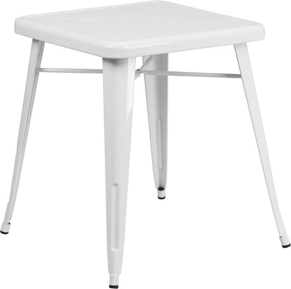 Flash Furniture Vierkante binnen-buitentafel, metaal, wit, 64,77 x 63,5 x 15,24 cm