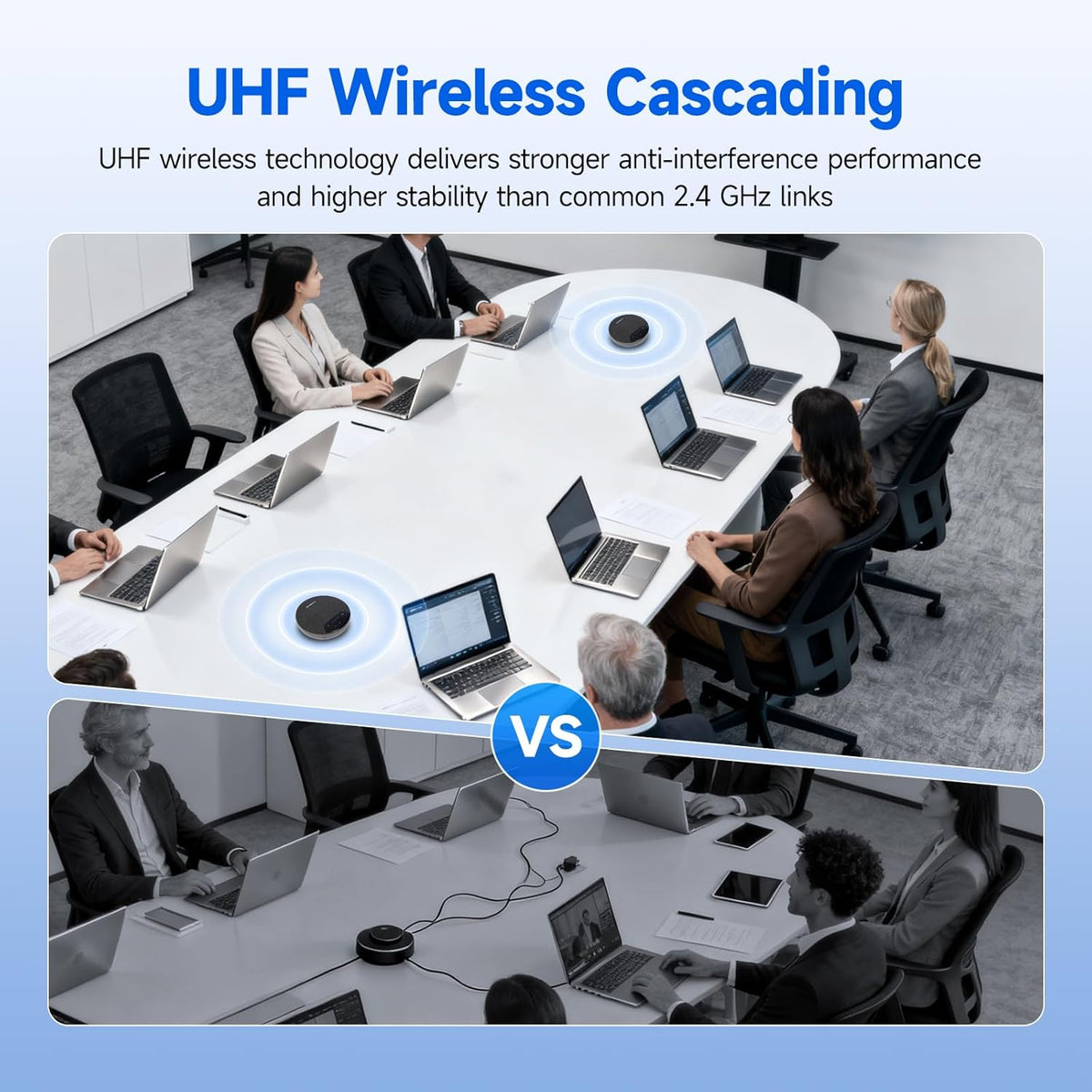 SVBONY SVN O1 Wireless Conference Speaker, AI Noise Cancellation, Wireless Cascading, 4 Microphones, 360° Full Duplex Speaker, Bluetooth 5.0 and USB Dongle for Large Meeting Rooms (2 Pack) - QUORE