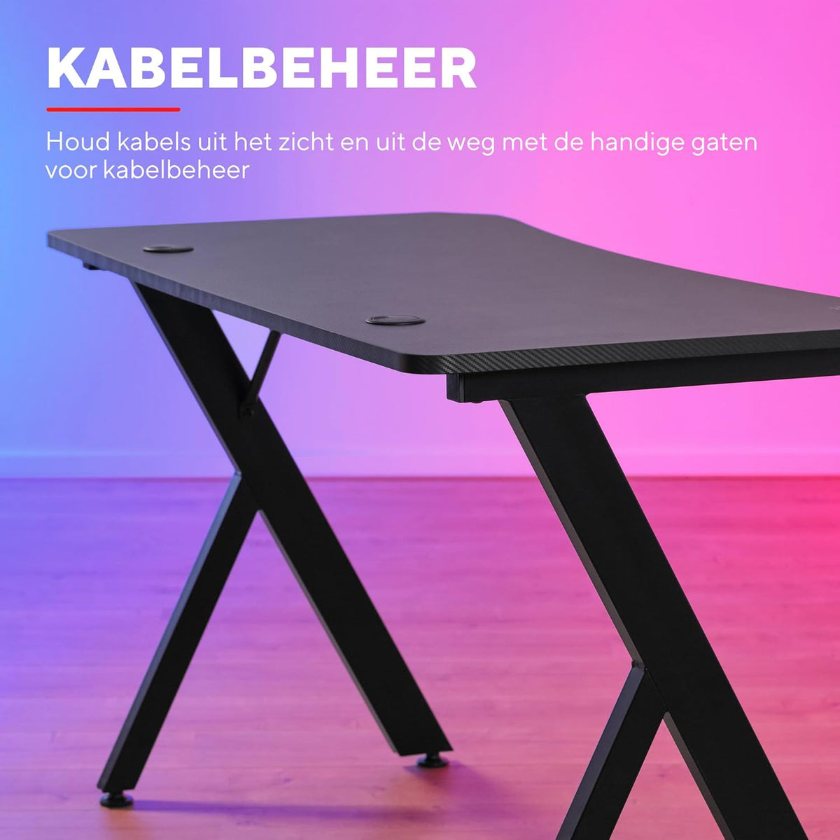 Trust Gaming GXT 712 Dynamus Gaming Bureau 120 x 60 cm, Gaming Desk met Headsethaak en Bekerhouder, Metalen Frame, Gaten voor Kabelbeheer, Office Desk voor Kantoor Studie Streaming Werk, Zwart