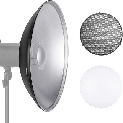 NEEWER 55 cm metalen schoonheidsschotel Bowens Mount Reflector met witte diffuser, honingraatrooster voor stroboscoopflits videolamp, compatibel met Godox AD600 NEEWER CB60 Q4 Vision 4 S101-serie,