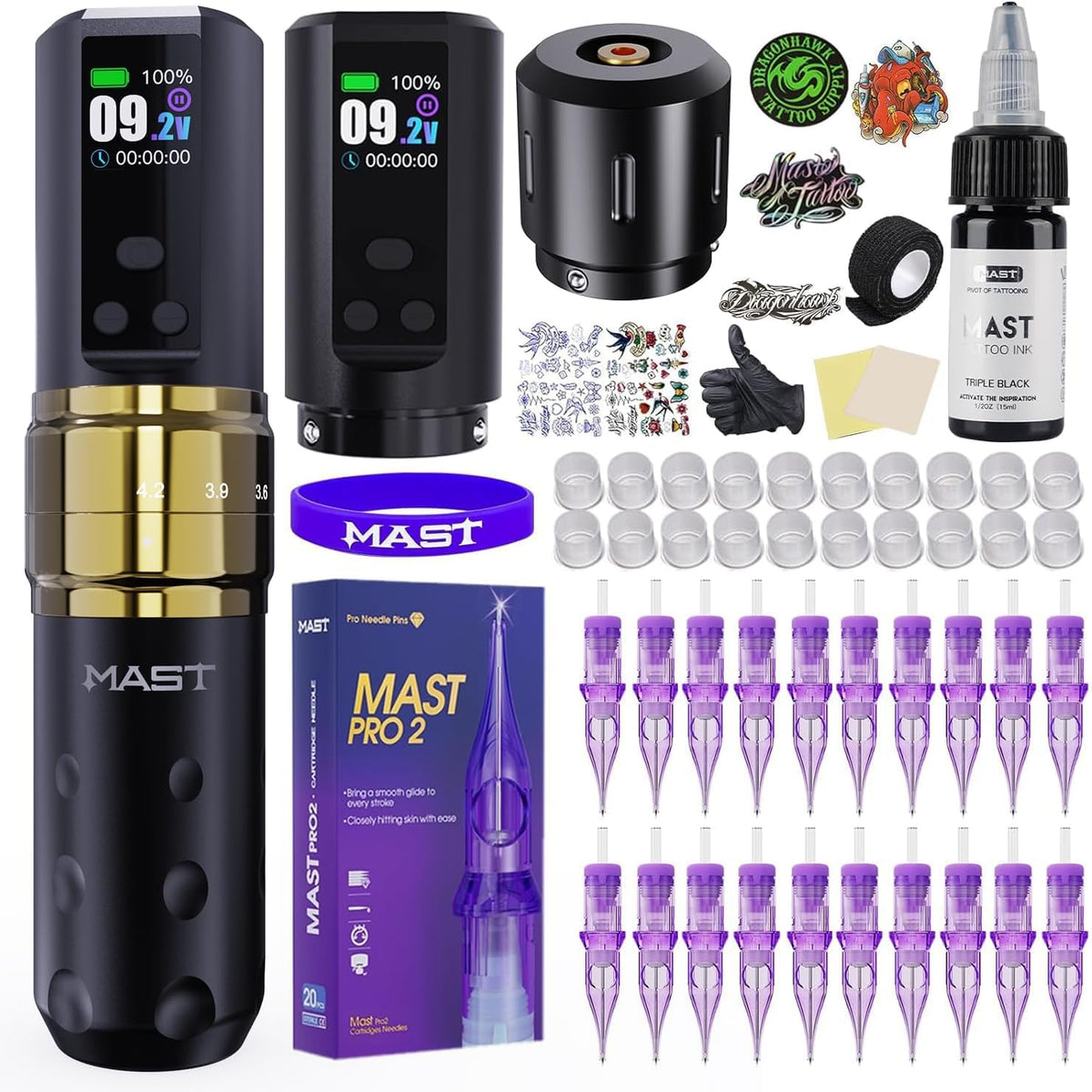 Draadloze Tattoo Machine Kit – Tattoo Pen – Tattoo Gun – Tattoo Set – Tattoo Apparatuur – Verstelbare Naalddiepte – 7 Uur Batterijduur